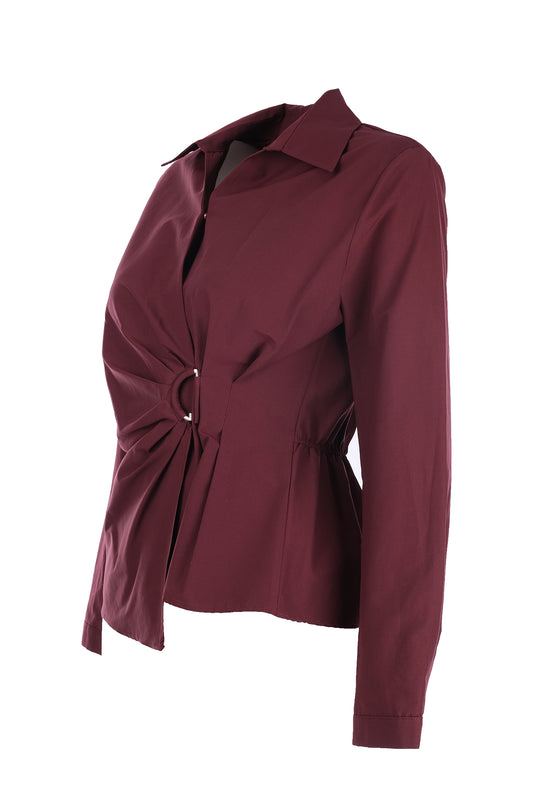 Kruvaze Yaka Önü Tokalı Bluz Ekol