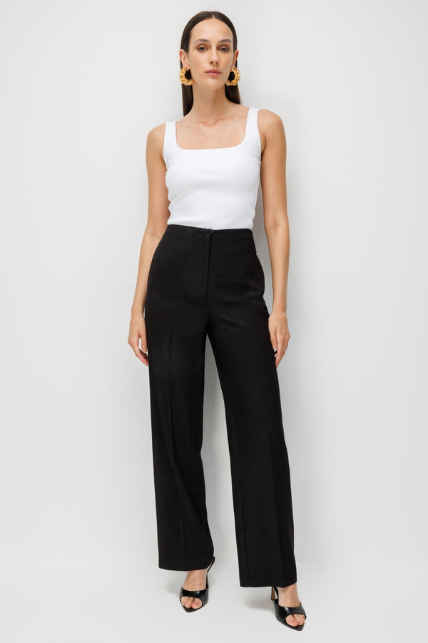 Kumaşı Simli Bol Paça Pantolon Ekol