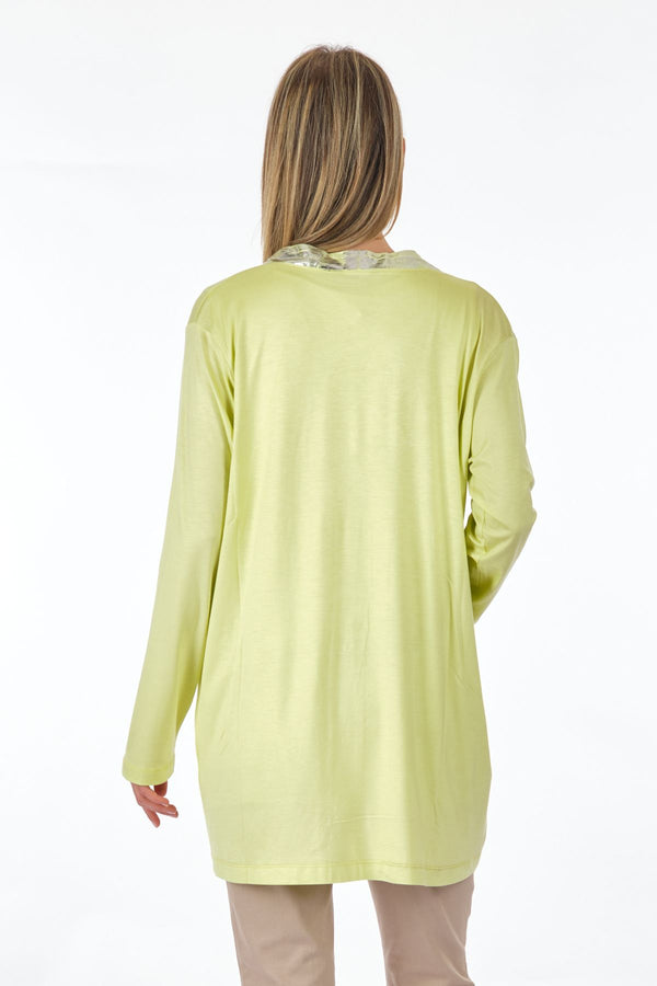 Lal Oversize Uzun Kol Minimalist Kadın Hırka - Metalik Detay
