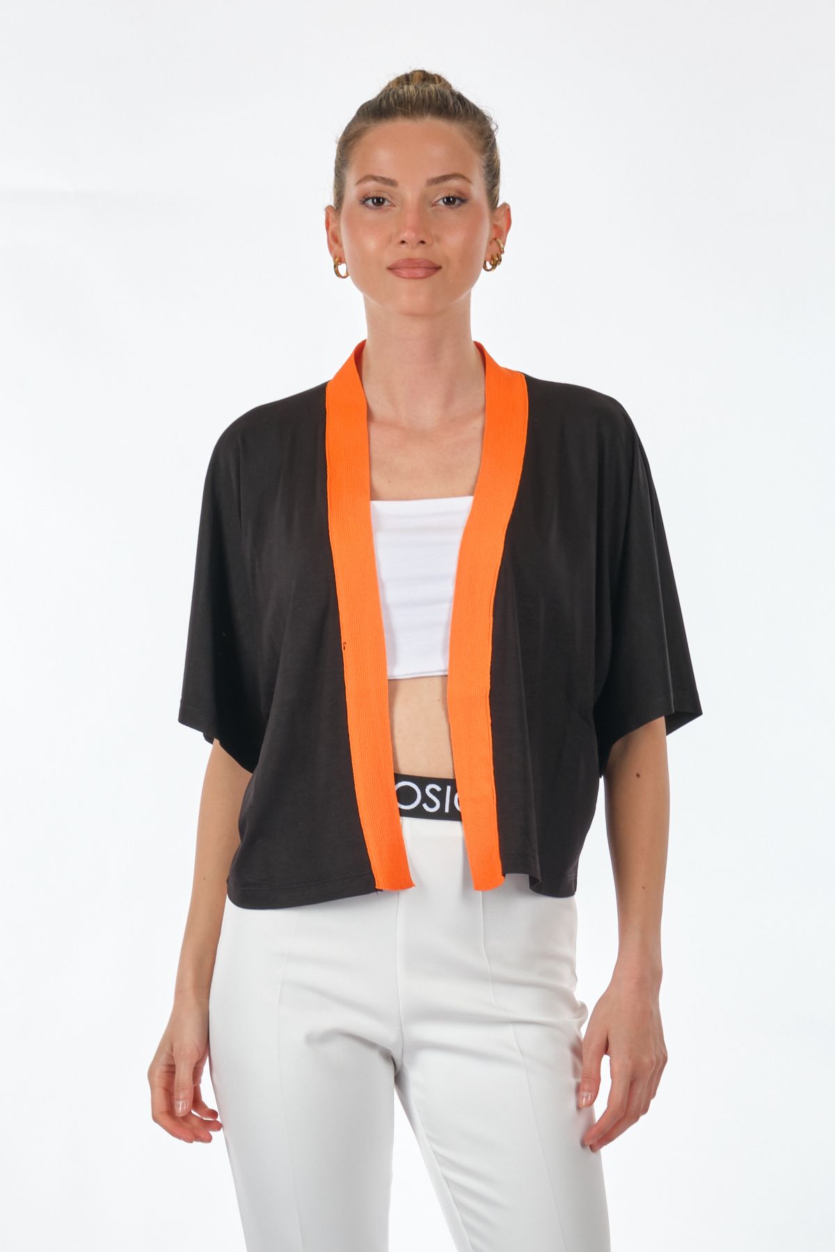 Lal Oversize Kısa Kol Minimalist Kadın Hırka - Günlük Kullanım