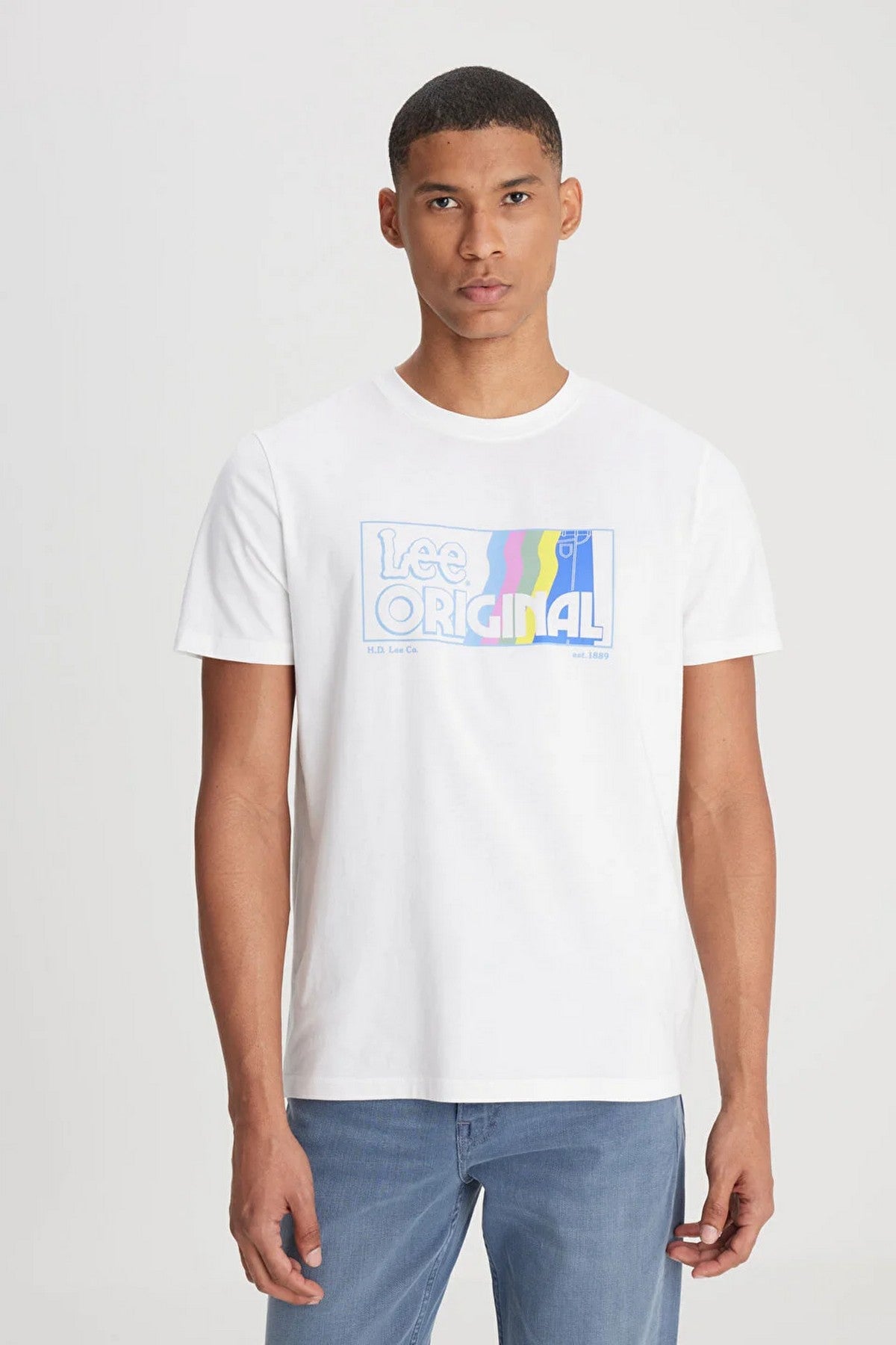 Lee Erkek Minimalist T-Shirt - Kısa Kol Yuvarlak Yaka - Günlük Stil