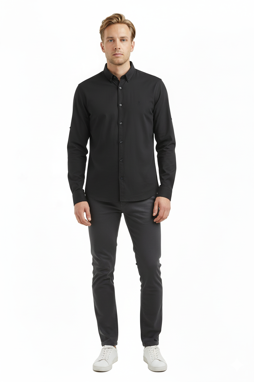 Legato Erkek Slim Fit Gömlek Yaka Uzun Kollu Düz Dokuma Gömlek 6610 Ana görsel
