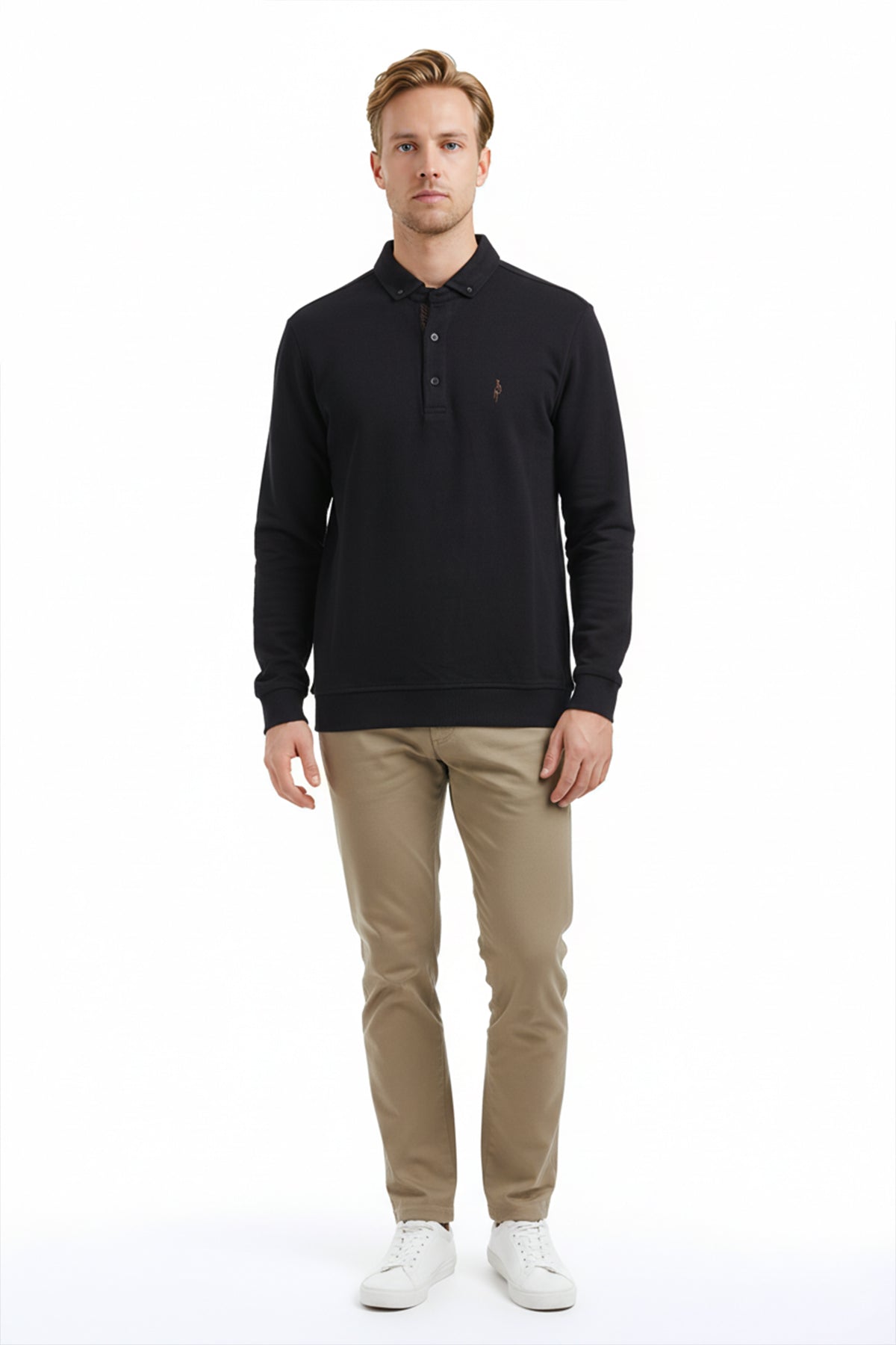 Legato Erkek Polo Yaka Uzun Kollu Pamuklu Regular Kalıp Sweatshirt 4750 Ana görsel