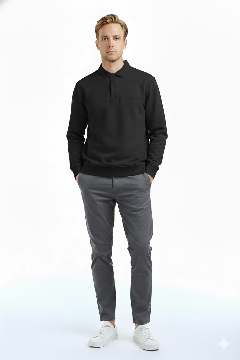 Legato Erkek Pamuklu Regular Fit Polo Yaka Uzun Kollu Sweatshirt 6700 Ana görsel