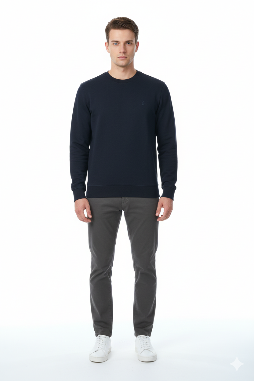 Legato Erkek Büyük Beden Bisiklet Yaka Pamuklu Örme Uzun Kollu Sweatshirt 6705 Ana görsel