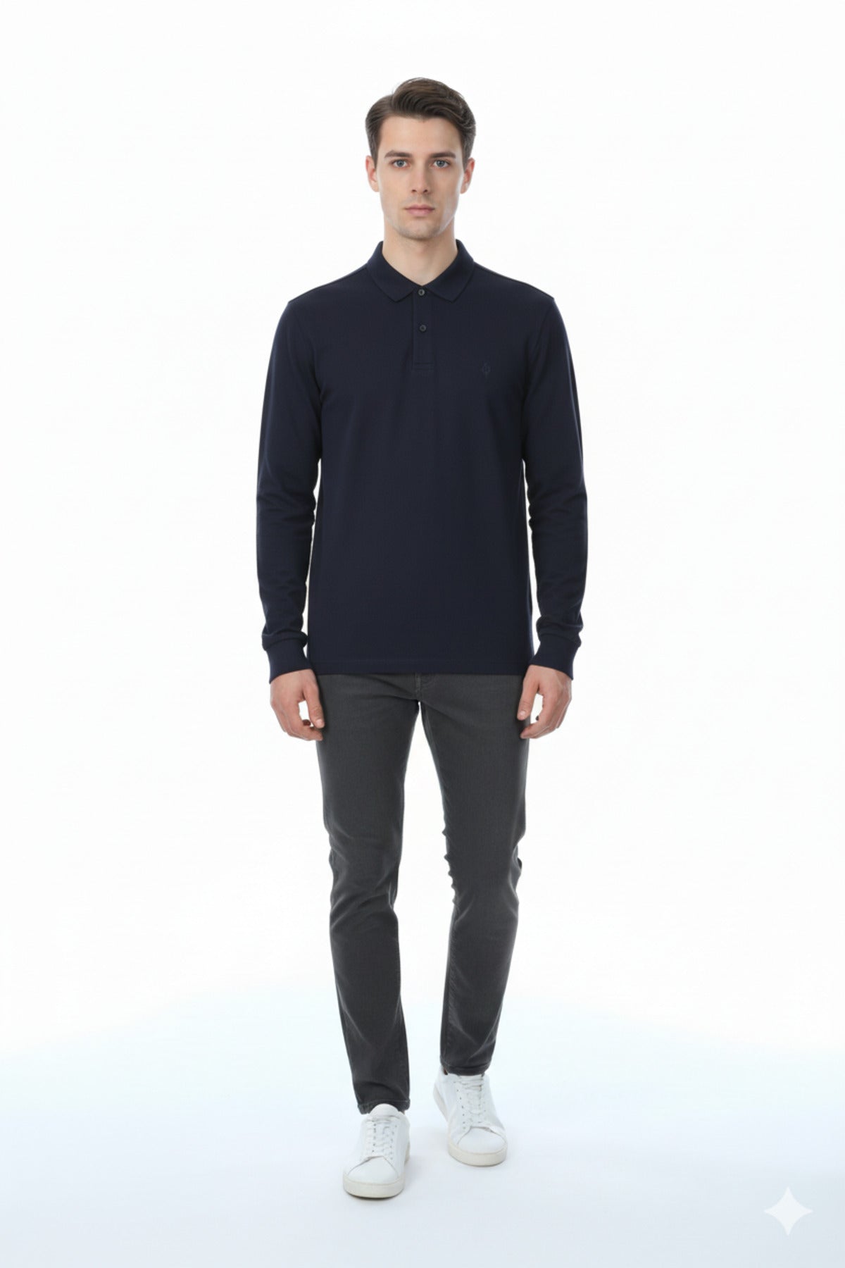 Legato Erkek Polo Yaka Uzun Kollu Pamuklu Sweatshirt - Günlük Giyim 6720 Ana görsel