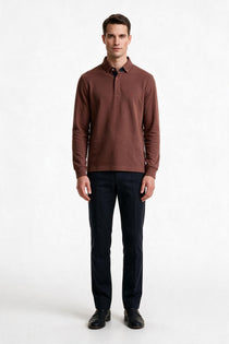 Legato Erkek Polo Yaka Uzun Kollu Dokulu Örme Sweatshirt