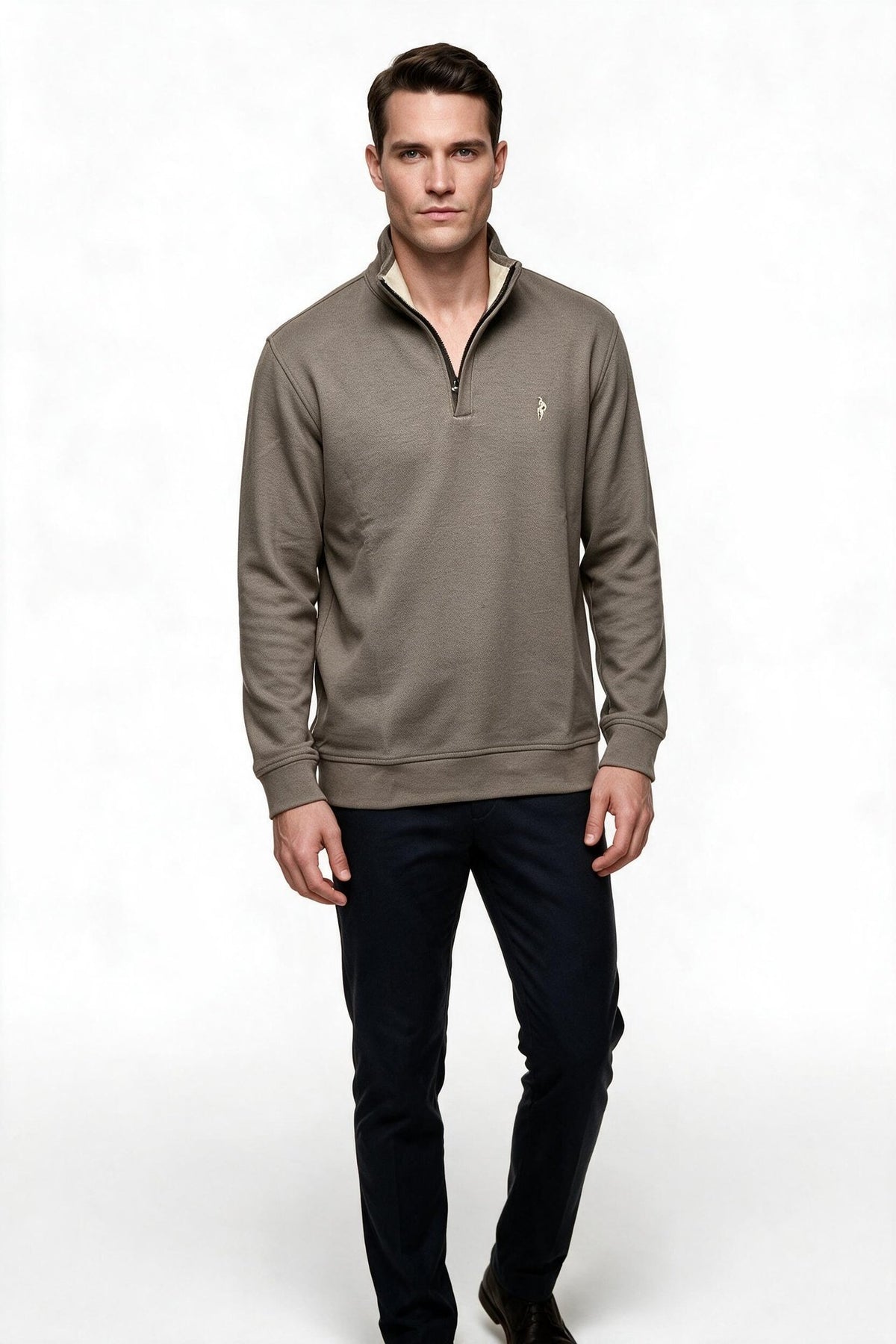 Legato Erkek Dik Yaka Yarım Fermuarlı Pamuk Karışımlı Uzun Kollu Sweatshirt Ana görsel