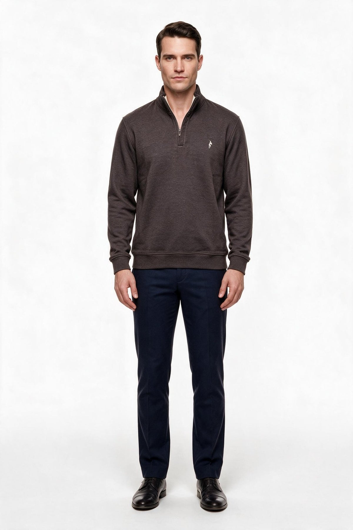 Legato Erkek Dik Yaka Yarım Fermuarlı Pamuk Karışımlı Uzun Kollu Sweatshirt