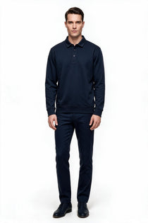 Legato Erkek Polo Yaka Düğmeli Plaket Uzun Kollu Standart Kalıp Sweatshirt