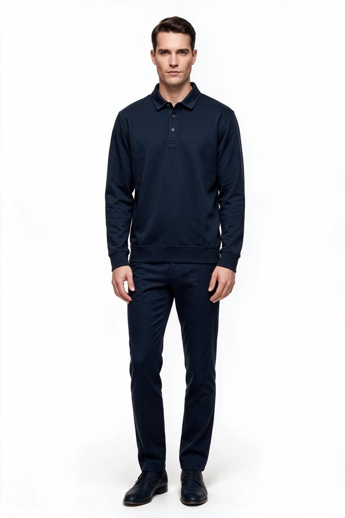 Legato Erkek Polo Yaka Düğmeli Plaket Uzun Kollu Standart Kalıp Sweatshirt