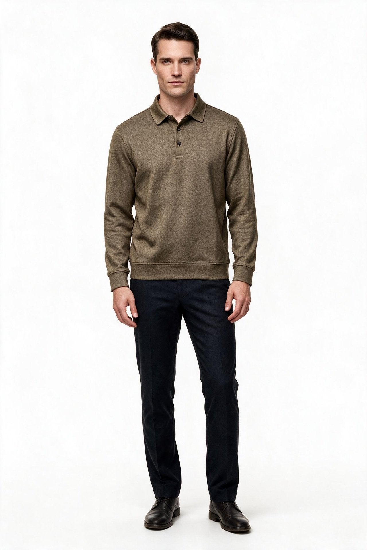 Legato Erkek Polo Yaka Düğmeli Plaket Uzun Kollu Standart Kalıp Sweatshirt İkincil görsel
