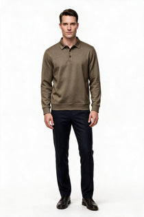 Legato Erkek Polo Yaka Düğmeli Plaket Uzun Kollu Standart Kalıp Sweatshirt