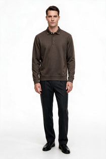 Legato Erkek Polo Yaka Düğmeli Plaket Uzun Kollu Standart Kalıp Sweatshirt