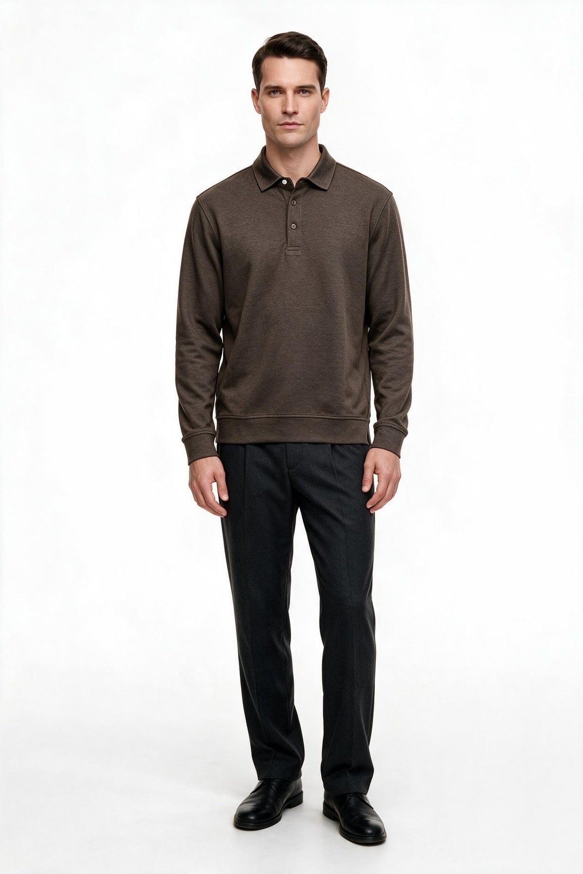Legato Erkek Polo Yaka Düğmeli Plaket Uzun Kollu Standart Kalıp Sweatshirt