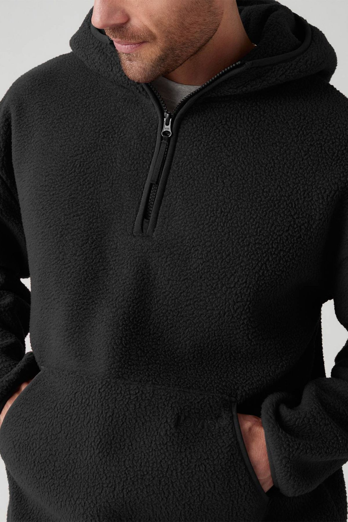 Levi's Oversize Kapşonlu Fermuarlı Polar Erkek Sweatshirt - Trend