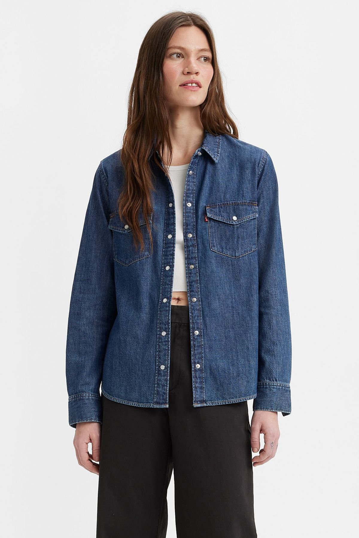 Levi's Oversize Uzun Kol Gömlek Yaka Kadın Denim Gömlek Translation missing: tr.content.product_image_main
