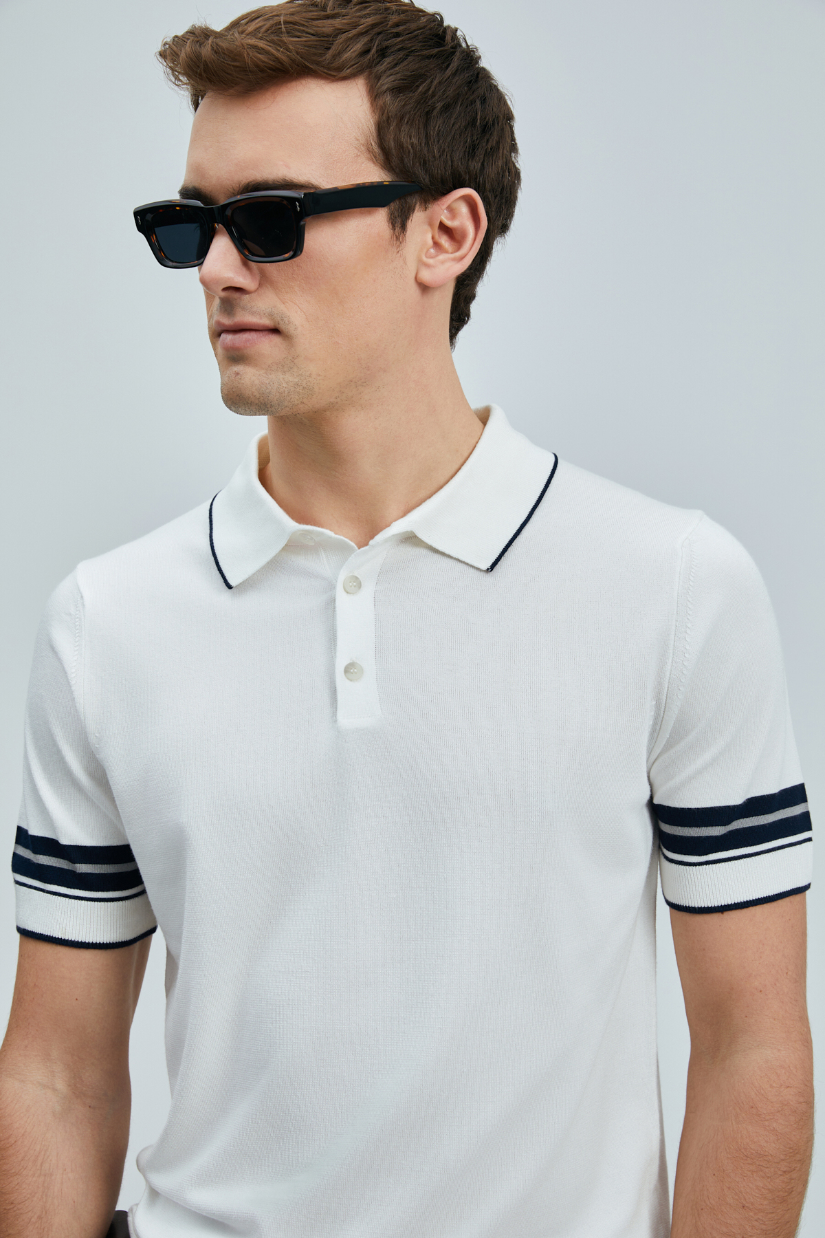 Lufian Erkek Kısa Kol Polo Yaka Minimalist Kazak - Günlük Stil