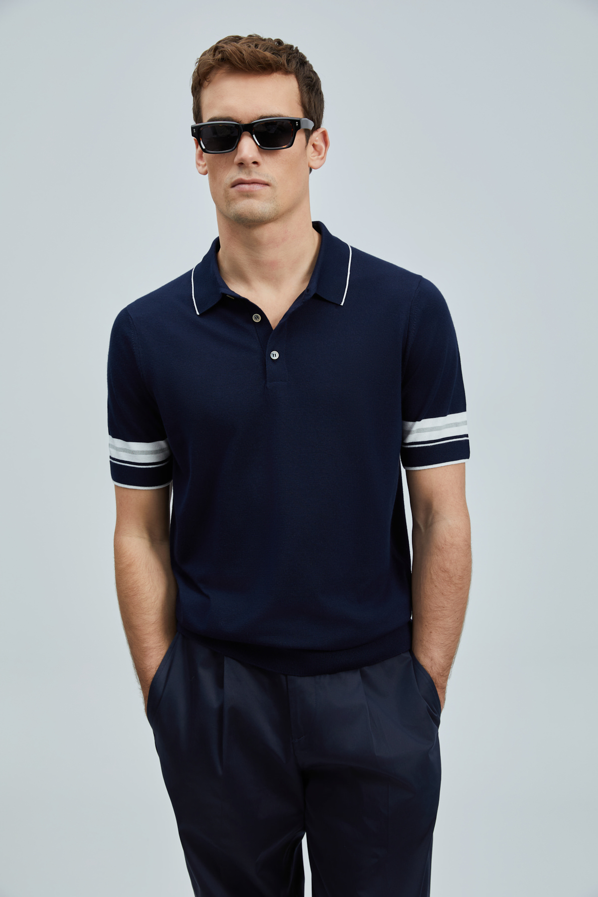 Lufian Erkek Kısa Kol Polo Yaka Minimalist Kazak - Günlük Stil İkincil görsel