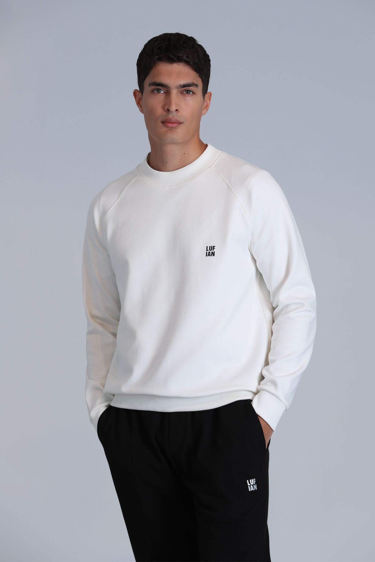 Lufian Oversize Erkek Sweatshirt - Minimalist Stil, Uzun Kol, Yuvarlak Yaka Translation missing: tr.content.product_image_main