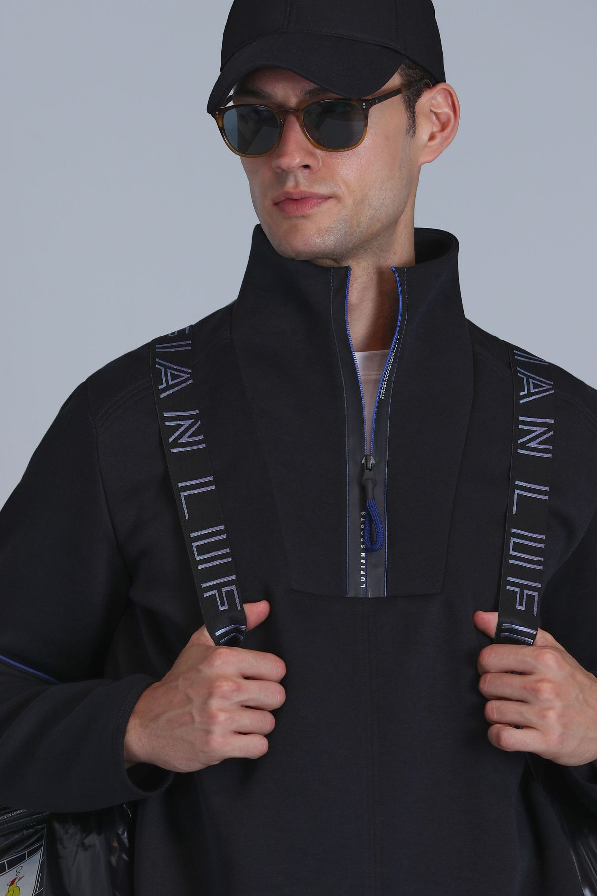 Lufian Minimalist Oversize Erkek Sweatshirt - Yarım Fermuarlı, Günlük