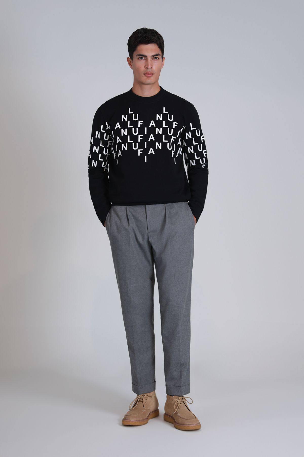 Lufian Minimalist Oversize Uzun Kol Erkek Sweatshirt - Günlük Stil Translation missing: tr.content.product_image_secondary