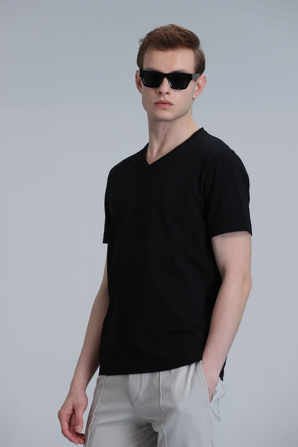 Lufian Minimalist V Yaka Kısa Kol Erkek T-Shirt - Günlük Stil