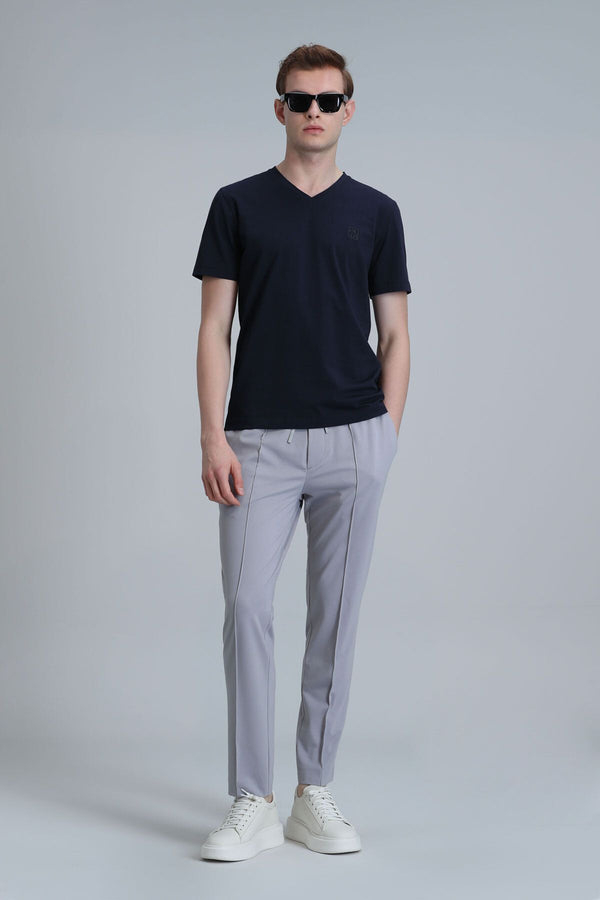Lufian Minimalist V Yaka Kısa Kol Erkek T-Shirt - Günlük Stil