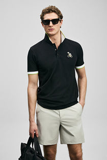 Lufian Erkek Regular Fit Polo Yaka Pike Kumaş Nakışlı Kısa Kollu T-Shirt