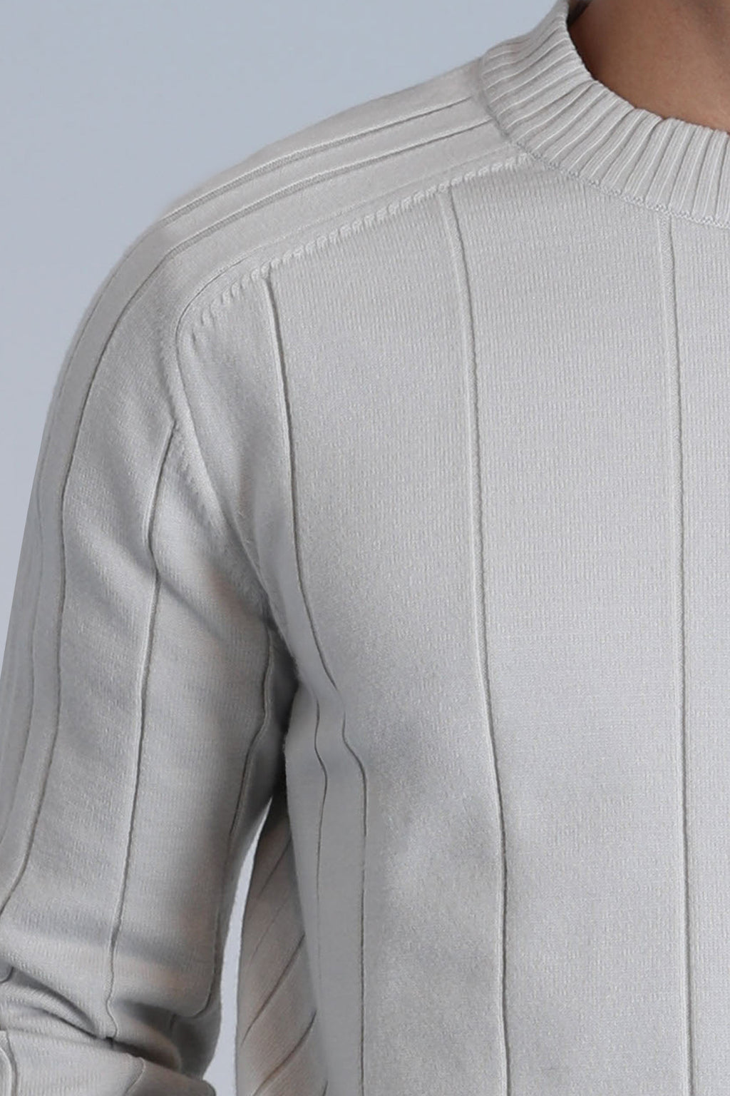 Lufian Minimalist Erkek Kazak - Oversize, Uzun Kol, Yuvarlak Yaka