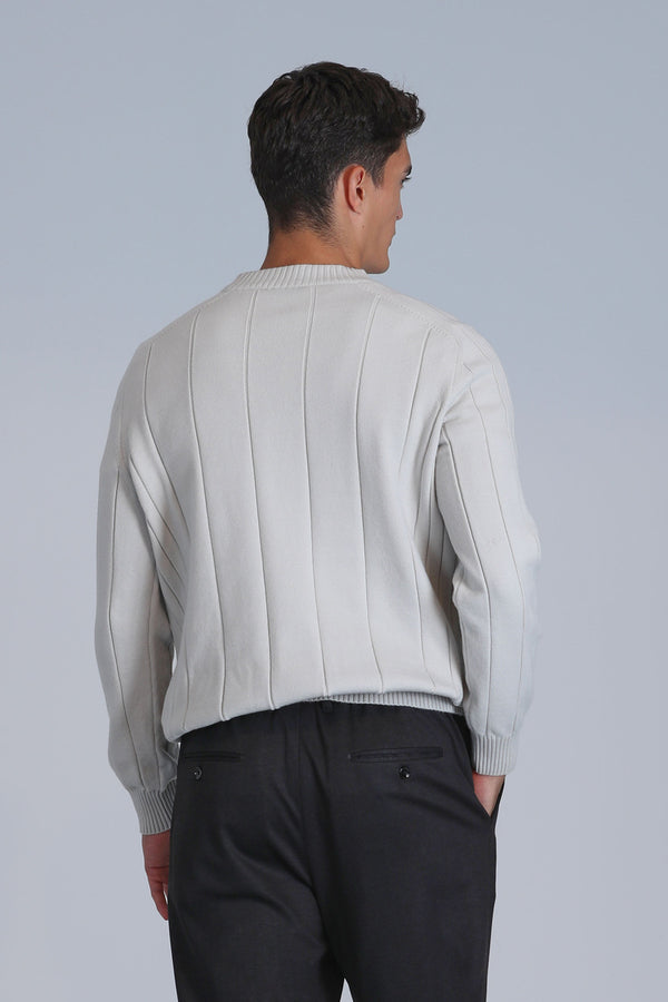 Lufian Minimalist Erkek Kazak - Oversize, Uzun Kol, Yuvarlak Yaka