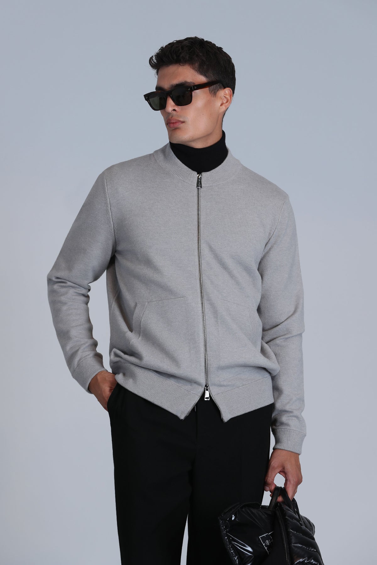 Lufian Minimalist Oversize Fermuarlı Uzun Kol Erkek Hırka