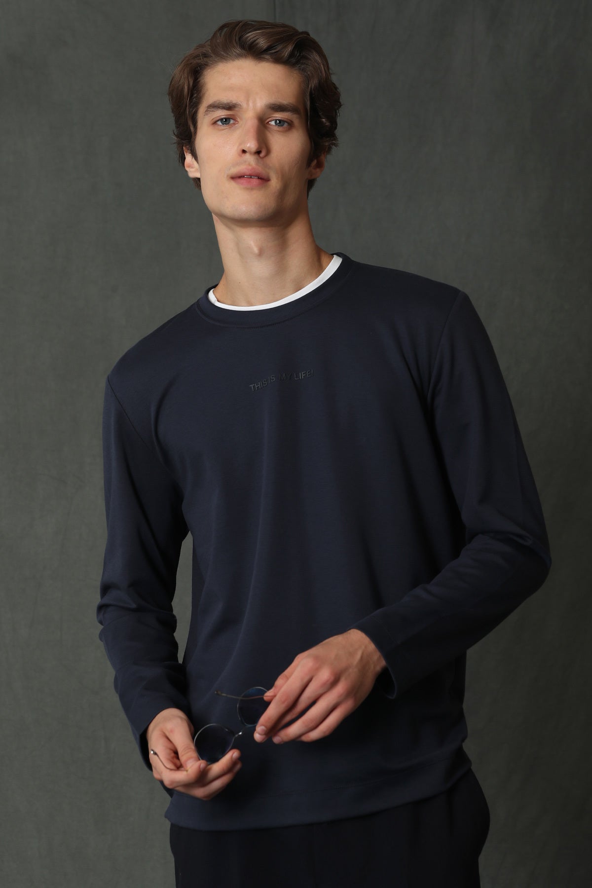 Lufian Minimalist Oversize Uzun Kol Erkek Sweatshirt - Günlük Kombinleriniz İçin Ana görsel