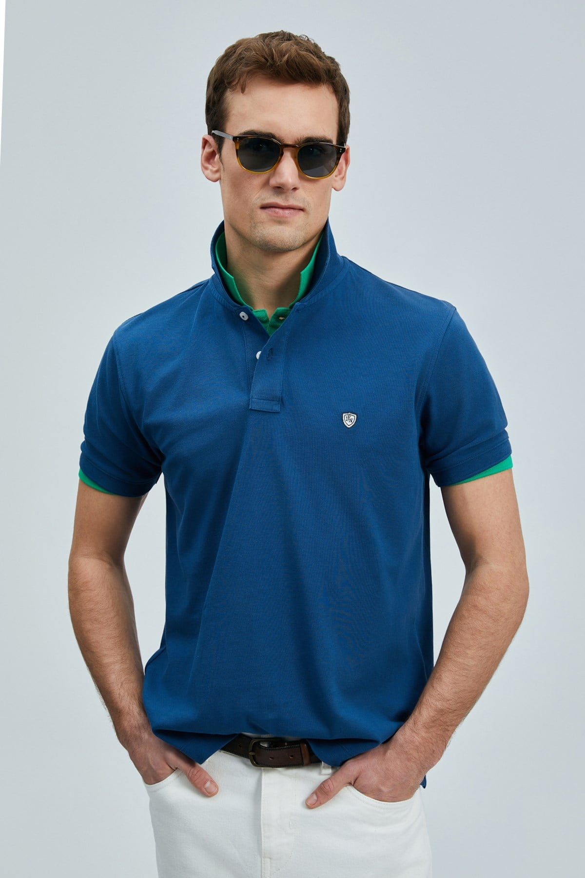 Lufian Minimalist Polo Yaka Erkek T-Shirt - Kısa Kol - Günlük Ana görsel