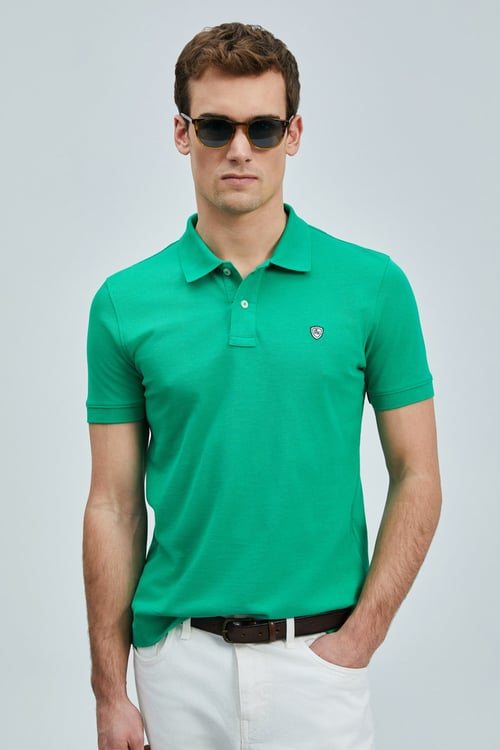 Lufian Minimalist Polo Yaka Erkek T-Shirt - Kısa Kol - Günlük Ana görsel