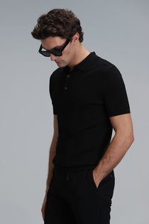 Lufian Minimalist Polo Yaka Kısa Kol Erkek Kazak - Günlük Şıklık