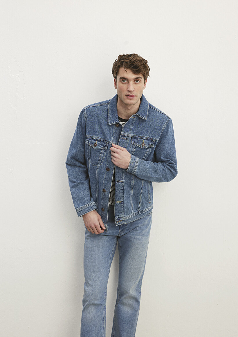 Mavi Erkek Oversize Denim Ceket - Günlük Stil Translation missing: tr.content.product_image_main