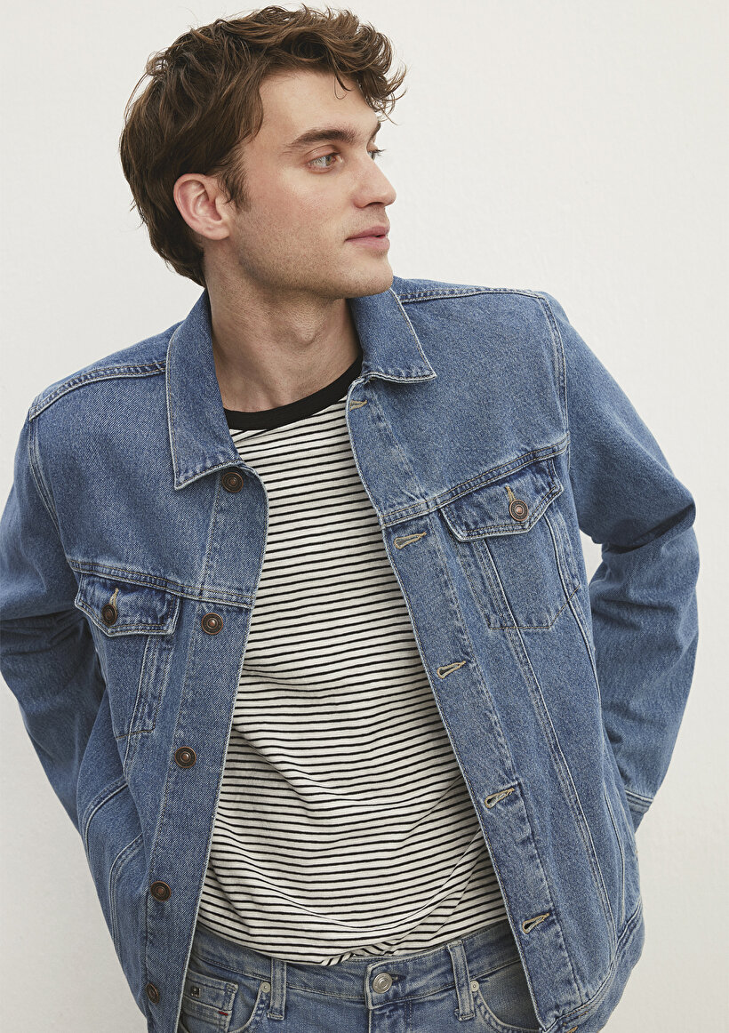 Mavi Erkek Oversize Denim Ceket - Günlük Stil Translation missing: tr.content.product_image_secondary