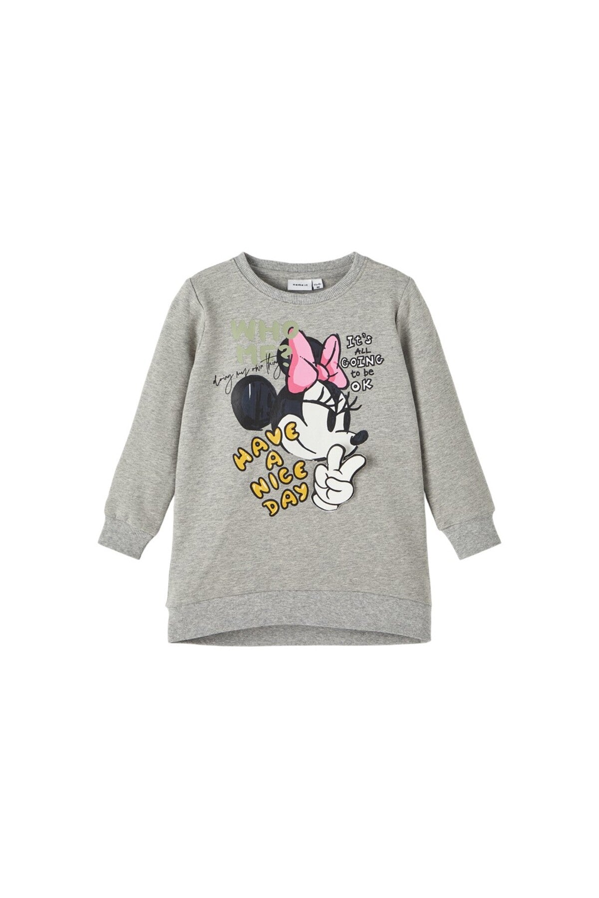 Minnie Mouse Baskılı Oversize Kız Çocuk Sweatshirt-Günlük Kullanım İkincil görsel