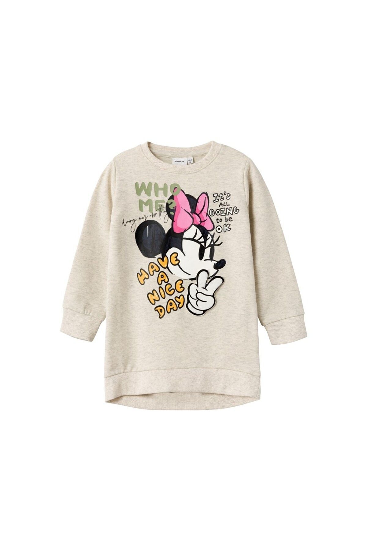 Minnie Mouse Baskılı Oversize Kız Çocuk Sweatshirt-Günlük Kullanım