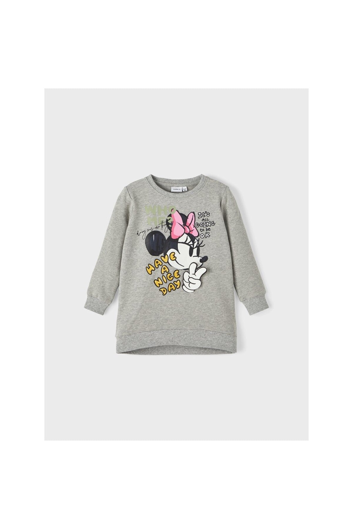 Minnie Mouse Baskılı Oversize Kız Çocuk Sweatshirt-Günlük Kullanım