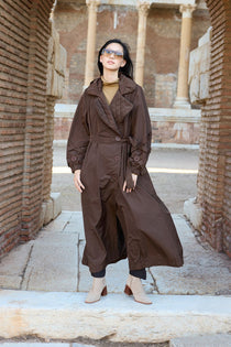 Misswhence Oversize Midi Trençkot - Kapüşonlu, Kemerli, Günlük