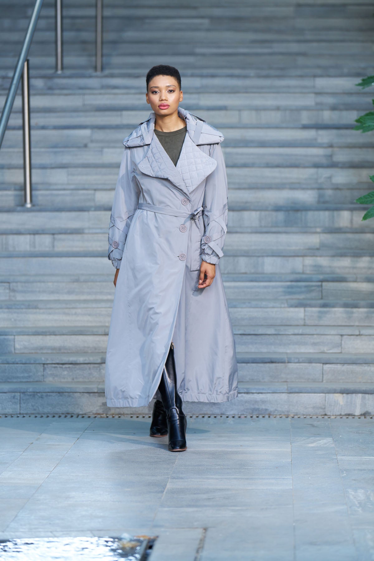 Misswhence Oversize Midi Trençkot - Kapüşonlu, Kemerli, Günlük Ana görsel
