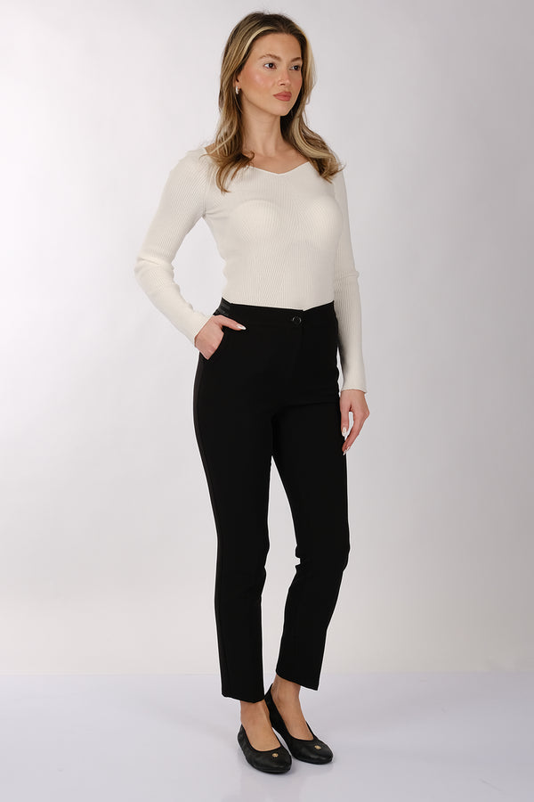 Modiva Minimalist Yüksek Bel 7/8 Dar Kesim Kadın Pantolon - Günlük & Ofis