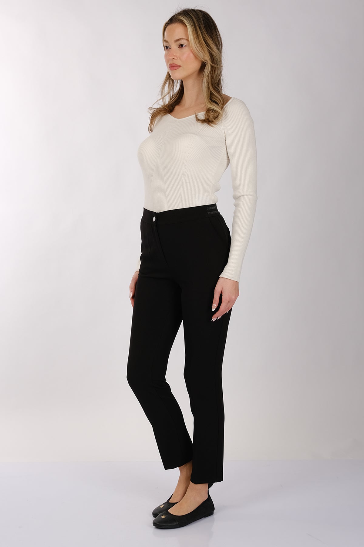 Modiva Minimalist Yüksek Bel 7/8 Dar Kesim Kadın Pantolon - Günlük & Ofis