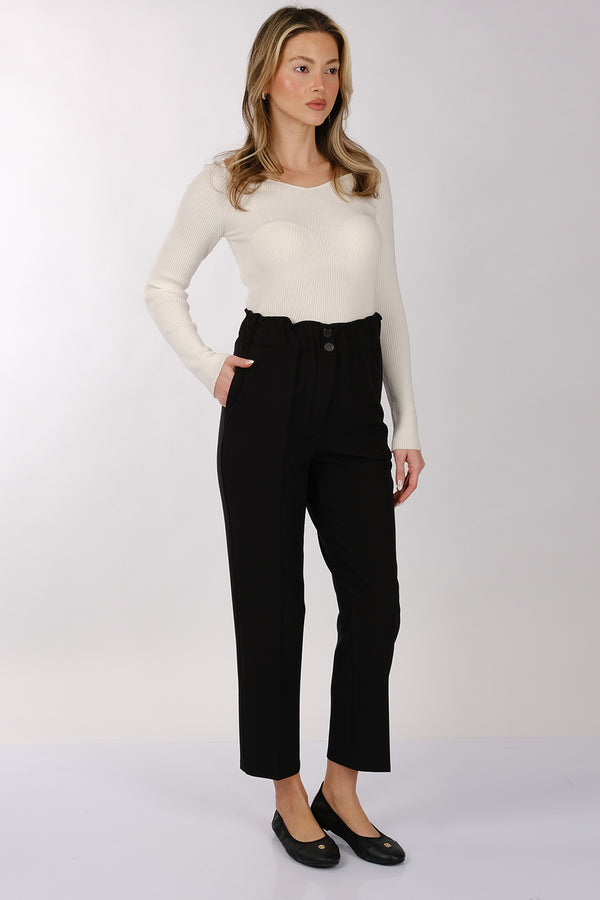 Modiva Minimalist Yüksek Bel Crop Pantolon - Günlük & İş