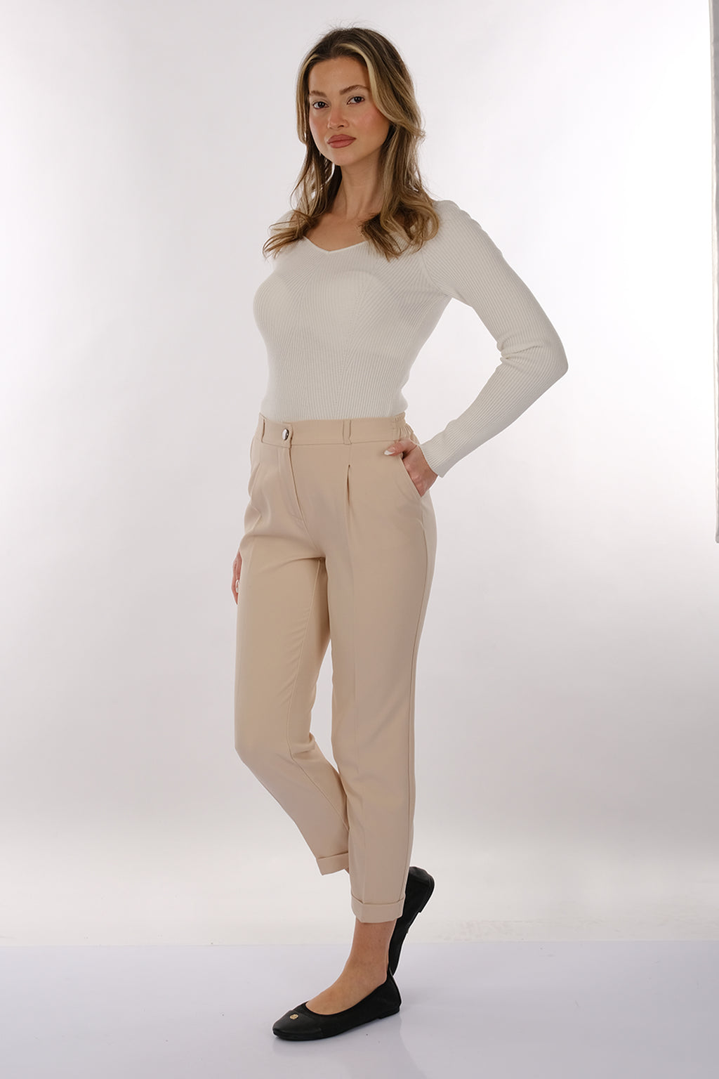 Modiva Minimalist Yüksek Bel Midi Kadın Pantolon - Günlük & Ofis