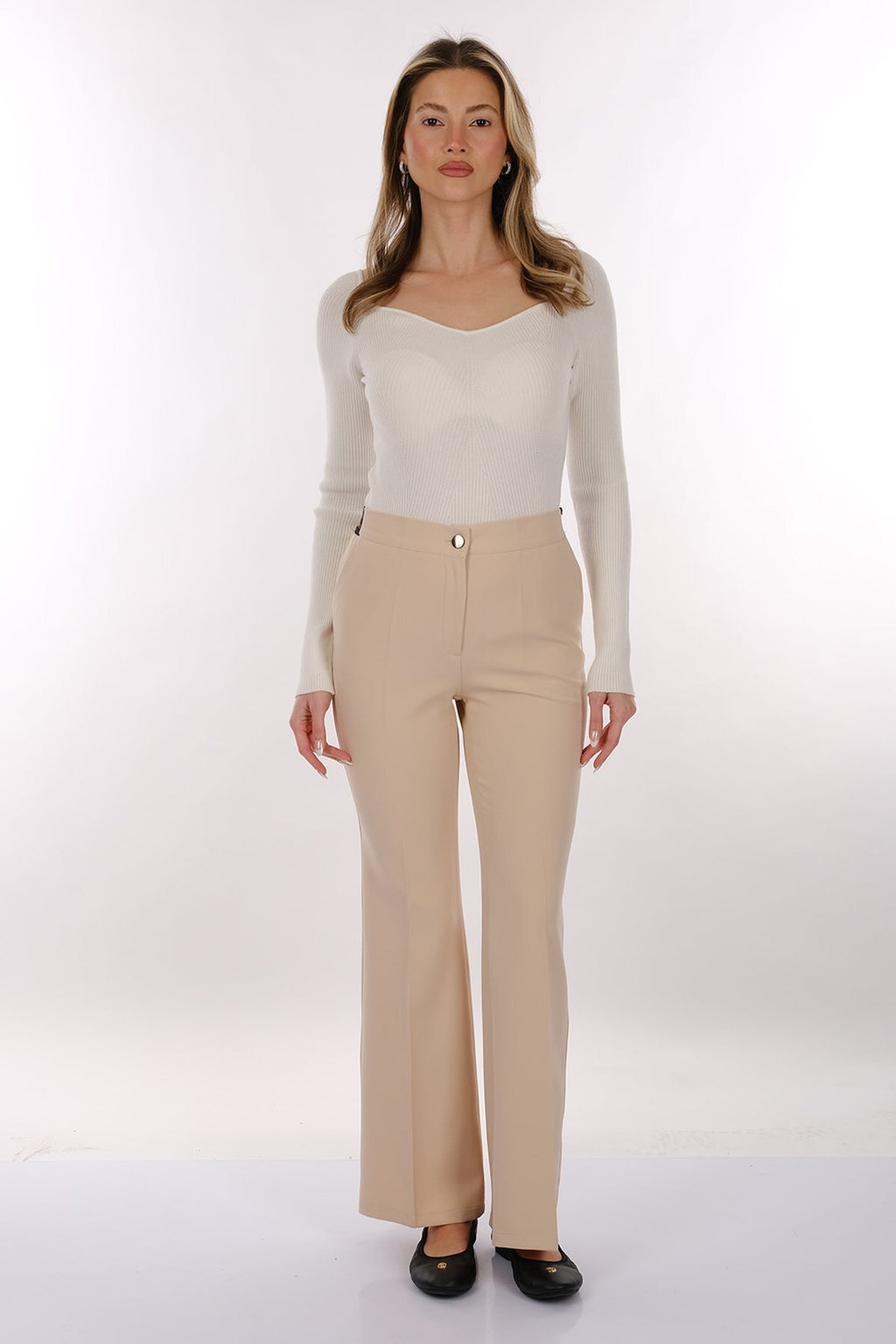 Modiva Minimalist Yüksek Bel Midi Kadın Pantolon - Günlük & Ofis