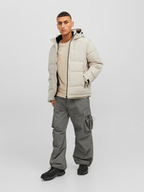 Jack&Jones Minimalist Oversize Kapüşonlu Erkek Kışlık Mont