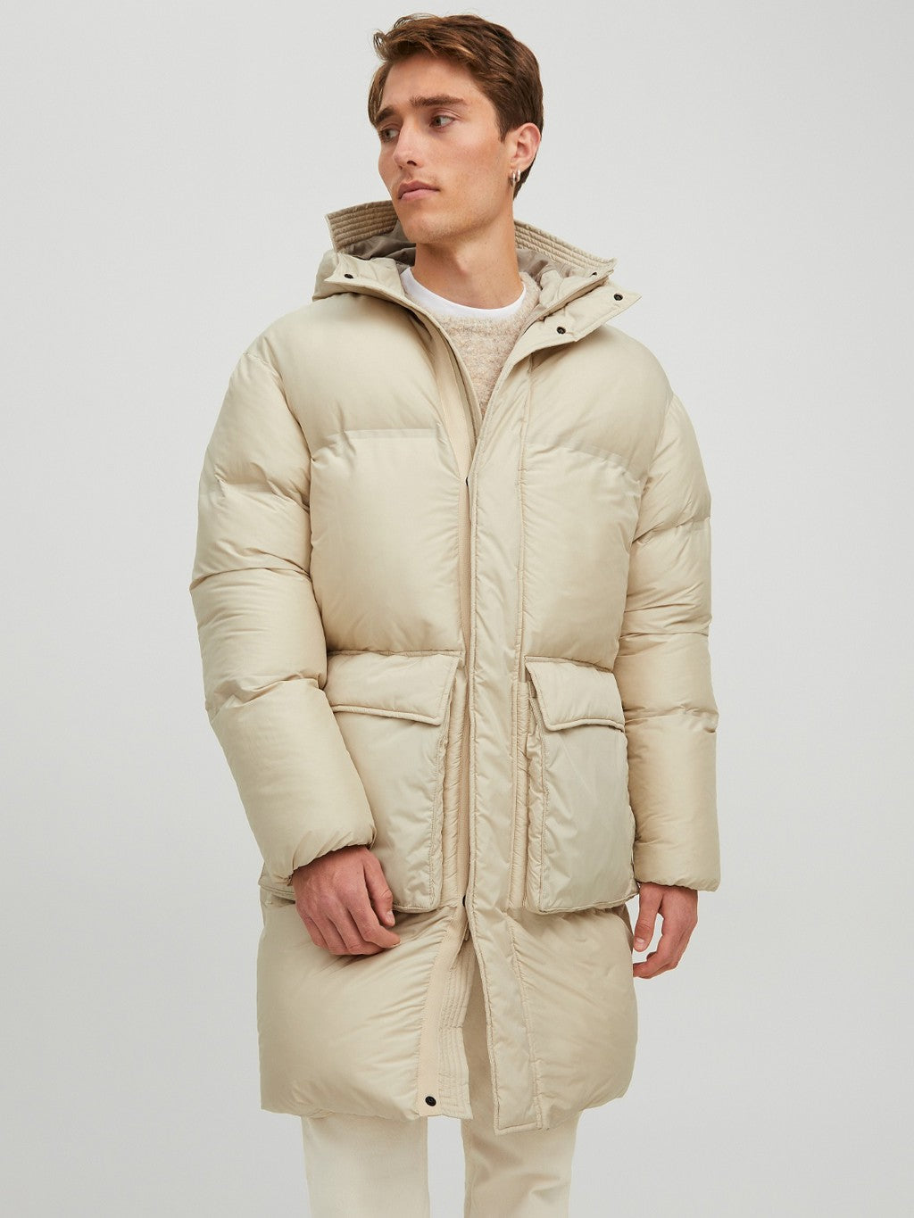 Jack&Jones Oversize Kapüşonlu Uzun Erkek Kışlık Mont - Minimalist